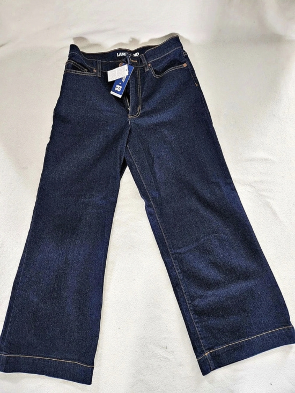 Lands' End Womens Size 6 Dark Wash Wide Leg Jeans NWT
